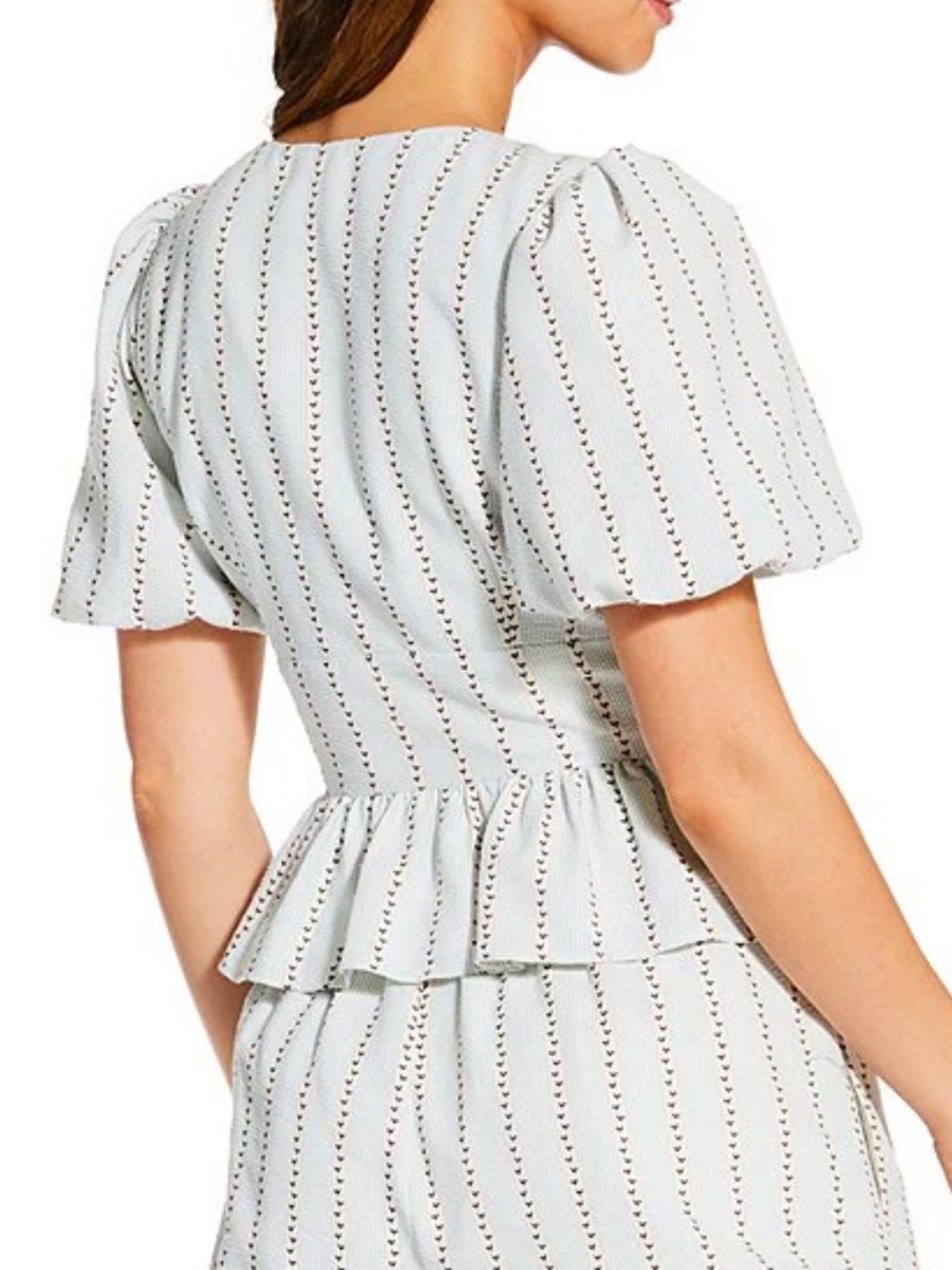 NEW Gianni Bini x Cyd Morris Abigail top peplum puff sleeve - Picture 3 of 4